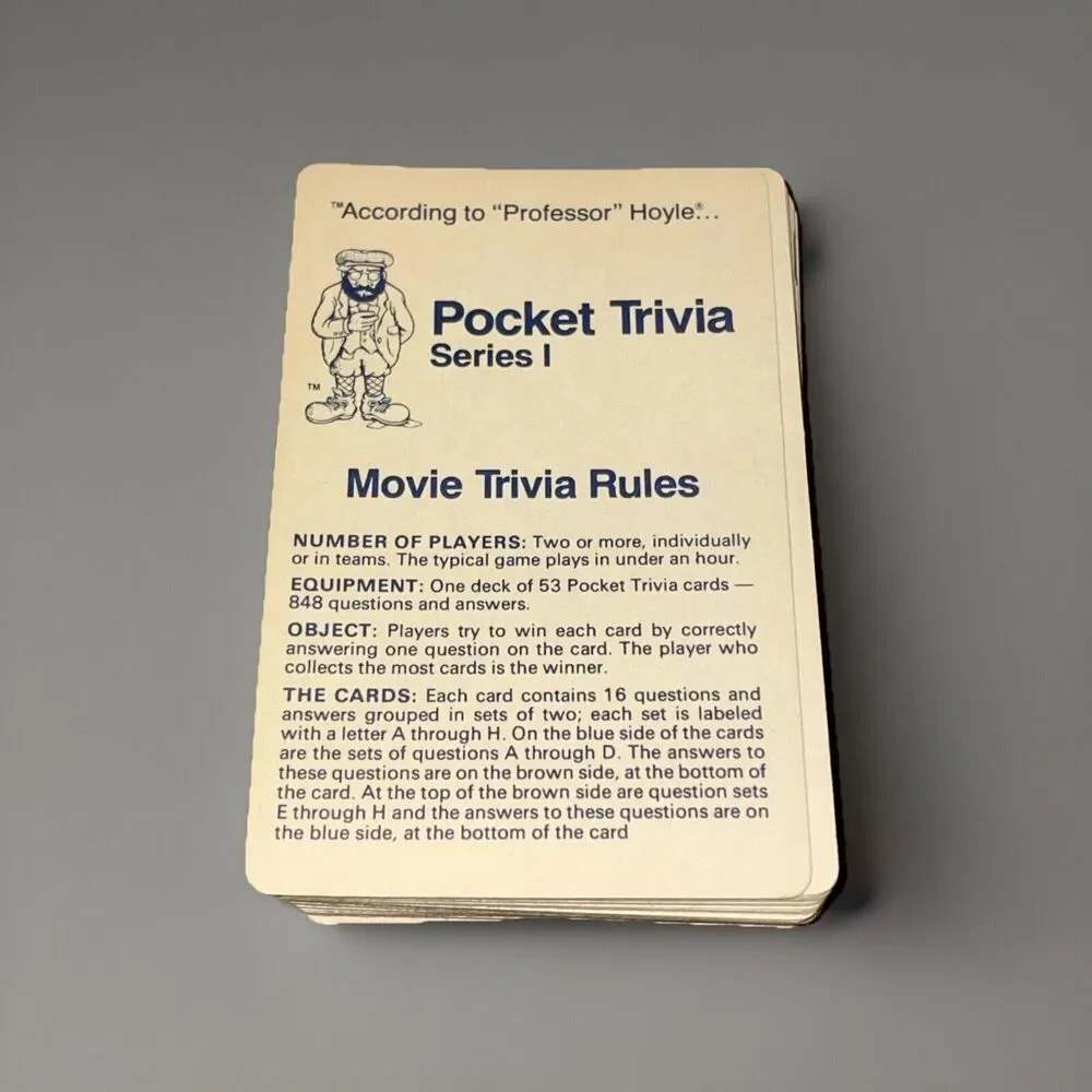 Vintage 1984 Series 1 Pocket Movie Trivia Game According To Professor Hoyle